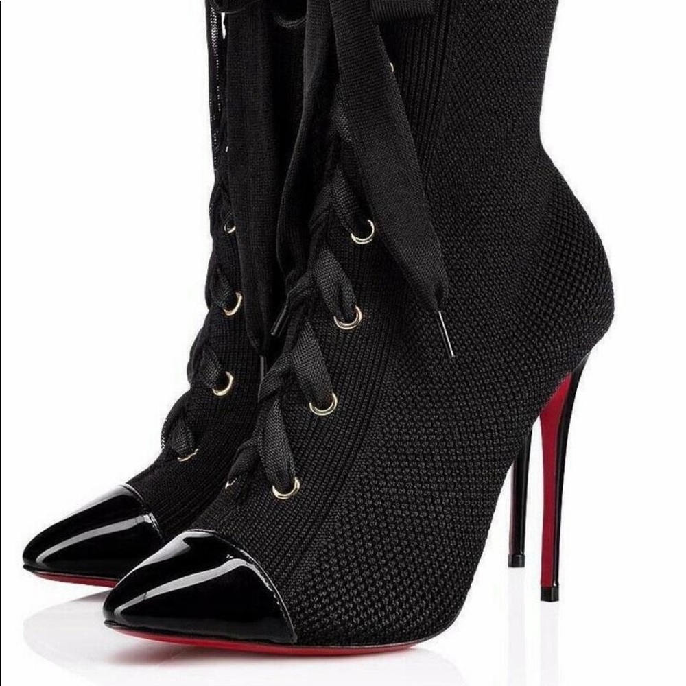 Authentic Christian Louboutin knit heel booties